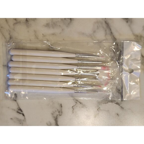 7 Piece White Handle Nail Art Brush Set For Detailed Nail Design & Manicure - Picture 1 of 5